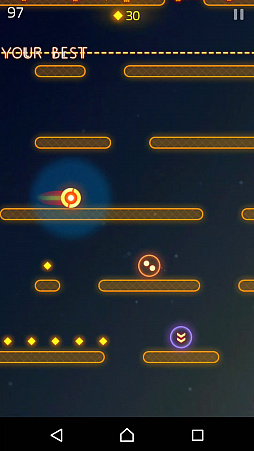 画像ギャラリー No.005のサムネイル画像 / デッドラインから逃げ続けるタップアクションゲーム「FallDown! Deluxe」を紹介する「（ほぼ）日刊スマホゲーム通信」第1362回