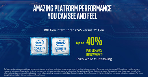 画像集#006のサムネイル/Intel，第8世代Coreプロセッサの薄型ノートPC＆2-in-1向けモデルを発表——TDP 15Wで4コア8スレッド対応を実現