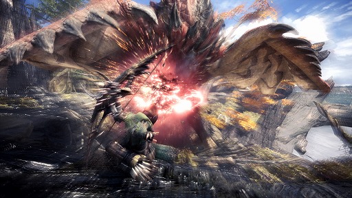 画像ギャラリー No.007のサムネイル画像 / 「MONSTER HUNTER WORLD: ICEBORNE」,新アクションの紹介動画が公開。今回はスラッシュアックスや弓など6つの武器種を一挙に