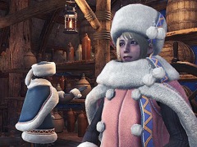 受付嬢も冬の装いに Monster Hunter World で期間限定の アステラ祭 煌めきの宴 が開催