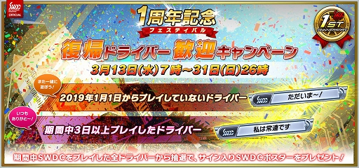 画像ギャラリー No.006のサムネイル画像 / 「SEGA World Drivers Championship」で「1周年記念フェスティバル」が開催