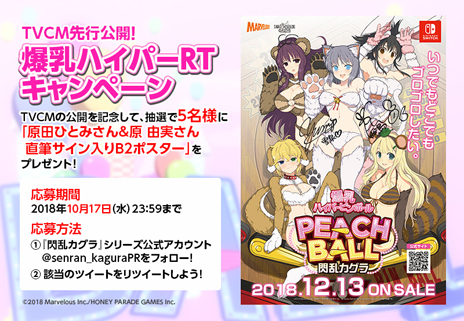 画像ギャラリー No.003のサムネイル画像 / 「PEACH BALL 閃乱カグラ」のテレビCMが先行公開。これを記念したリツイートキャンペーンも実施中