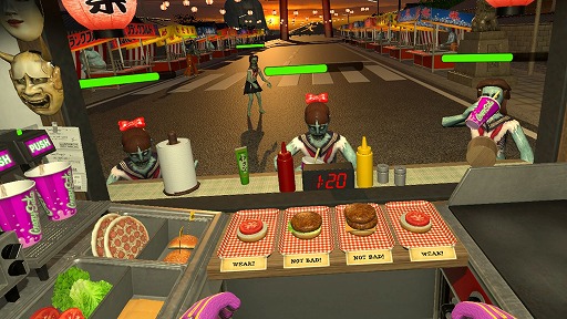 画像集 No.006のサムネイル画像 / VRゲーム初心者にもオススメ！　PS VR版「Dead Hungry」でお腹を空かせたゾンビにうまいハンバーガーを食わせよう