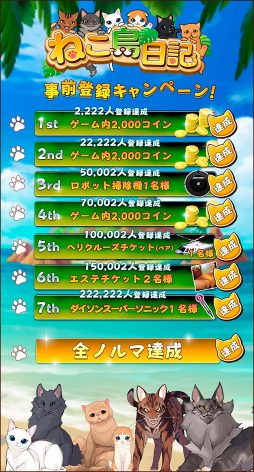 画像ギャラリー No.001のサムネイル画像 / 「ねこ島日記」,事前登録者数22万2222人達成。ねこ相関図を初公開