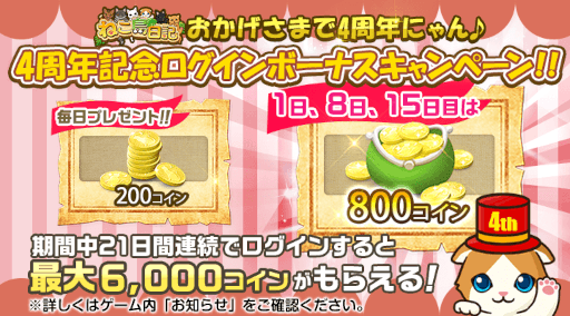 画像ギャラリー No.002のサムネイル画像 / 「ねこ島日記」4周年を記念した4大キャンペーンを実施