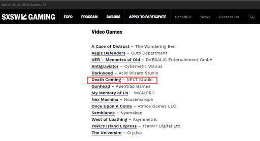画像ギャラリー No.001のサムネイル画像 / 「Death Coming」がSXSWのGamer's Voice Awardsにノミネート。セールの実施も