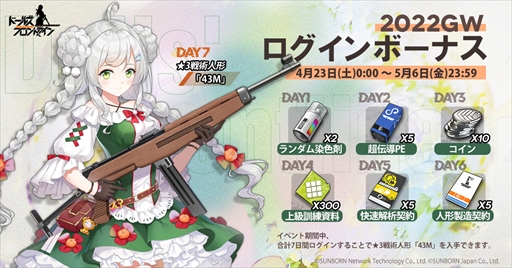 画像ギャラリー No.001のサムネイル画像 / 「ドルフロ」にパイロットスーツをモチーフにした新スキンが4月23日に登場。★3 SMG“43M”を獲得できるログインイベントも発表に