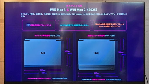 画像ギャラリー No.020のサムネイル画像 / 9インチ級の小型ゲーミングPC「GPD WIN Max 3」の実機を写真でチェック。小さいながらも充実したスペックでバッテリー交換もできる