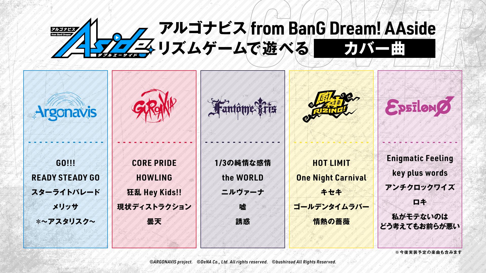 アルゴナビス From Bang Dream side に実装予定の楽曲リストが公開に