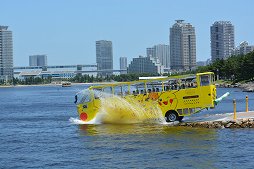 画像ギャラリー No.007のサムネイル画像 / 「ピカチュウ大量発生チュウ!」に先駆けて,「ピカチュウ」ラッピングの水陸両用バスが7月21日から運行。試乗会の模様をレポート