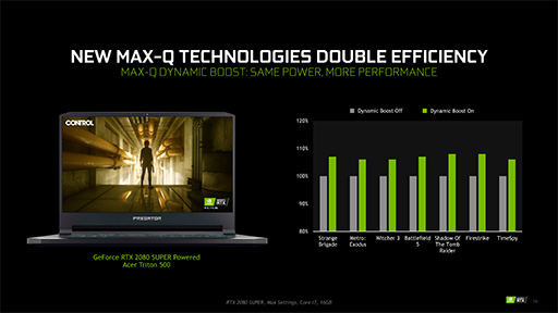 画像集#012のサムネイル/NVIDIA，ノートPC向け「GeForce RTX 2080 SUPER，2070 SUPER」を発表。薄型軽量ノートPC向け技術「Max-Q」の新版も登場