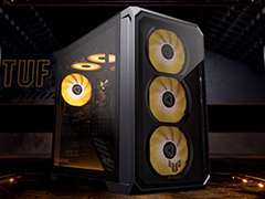 ASUSから黒いガラスボディに黄色いファンが光るミドルタワーゲームPC発売。IntelモデルとAMDモデルをラインナップ