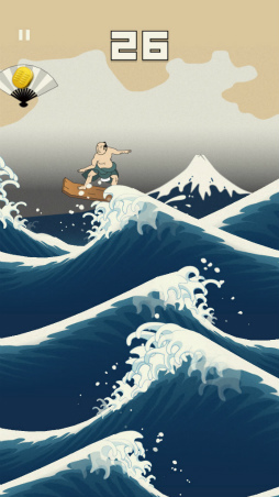 画像ギャラリー No.005のサムネイル画像 / 浮世絵の波を乗りこなす。スマホ向けアクション「うきよウェーブ」を紹介する「(ほぼ)日刊スマホゲーム通信」第1768回