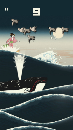 画像ギャラリー No.009のサムネイル画像 / 浮世絵の波を乗りこなす。スマホ向けアクション「うきよウェーブ」を紹介する「(ほぼ)日刊スマホゲーム通信」第1768回