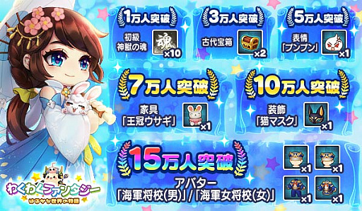 画像ギャラリー No.004のサムネイル画像 / 「わくわくファンタジー」,事前登録者数が3万人を突破。登録数が増えればさらに特典が豪華に