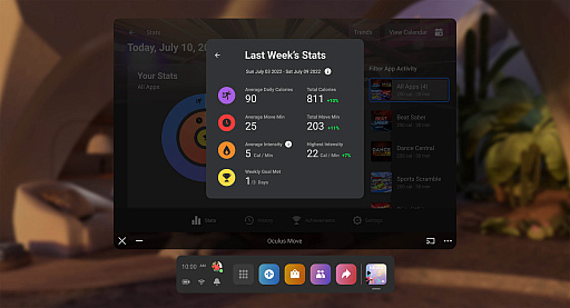 画像ギャラリー No.003のサムネイル画像 / 「Meta Quest」の最新アップデート“v42”の情報が公開に。ワークアウトを記録する“MOVEアチーブメント”の実装など