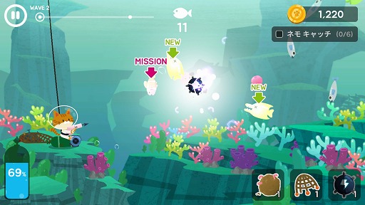 画像ギャラリー No.005のサムネイル画像 / 可愛い猫がモリで魚を仕留めるシューティングゲーム「モリにゃん」を紹介する「(ほぼ)日刊スマホゲーム通信」第1840回