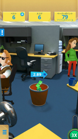 画像ギャラリー No.003のサムネイル画像 / オフィスではプレイ禁止! スマホ向け紙くずアクション「Paper Toss Boss」を紹介する「(ほぼ)日刊スマホゲーム通信」第1862回