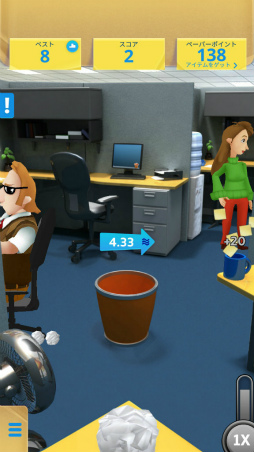 画像ギャラリー No.004のサムネイル画像 / オフィスではプレイ禁止! スマホ向け紙くずアクション「Paper Toss Boss」を紹介する「(ほぼ)日刊スマホゲーム通信」第1862回