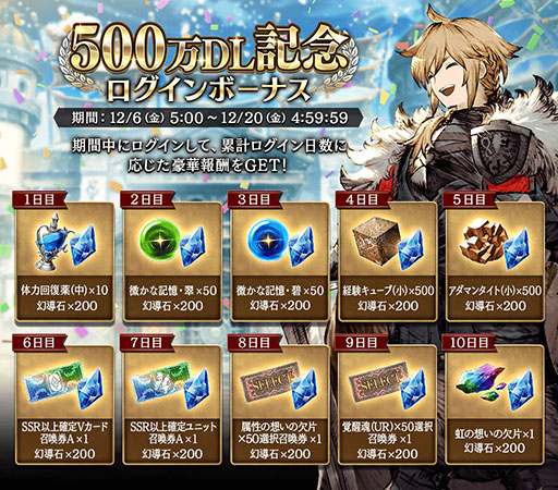 画像ギャラリー No.003のサムネイル画像 / 「FFBE 幻影戦争」が500万DLを突破。記念のログインボーナスや,ユニット10体が確定で登場する召喚などを12月6日より順次実施