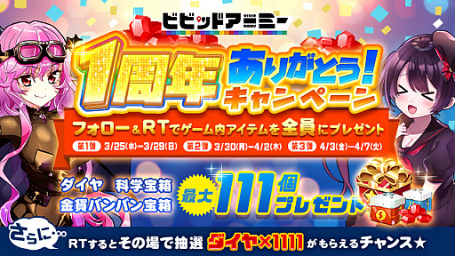 ビビッドアーミー 1周年記念のプレゼントキャンペーンが開催中