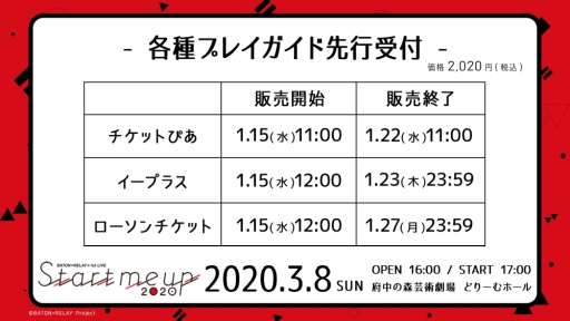 画像ギャラリー No.002のサムネイル画像 / 「BATON=RELAY」のライブイベント「BATON=RELAY 1st LIVE “Start meup 2020”」,各プレイガイドでのチケット販売が決定