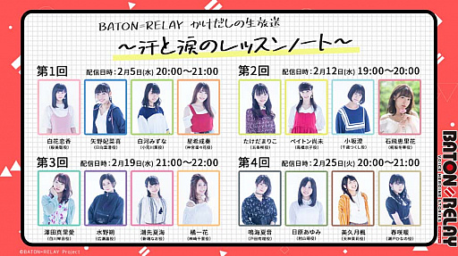 ���������꡼ No.002�Υ���ͥ������ / ��BATON=RELAY�ס�YouTube�Ǥ�������������ۿ������1stLIVE�ǡ֥��ڥ���뾷�Ը���פ򳫺�