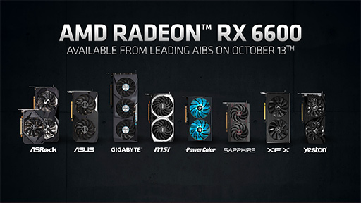 画像集#012のサムネイル/AMD，新型GPU「Radeon RX 6600」を発表。GeForce RTX 3060に挑戦するNavi 2X世代のエントリー〜ミドルクラスGPU