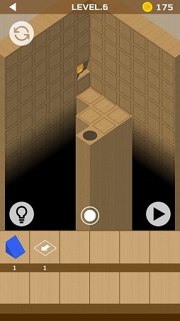画像ギャラリー No.003のサムネイル画像 / ブロックなどを設置してボールを誘導しよう。パズルゲーム「ウッディーボール パズル」を紹介する「(ほぼ)日刊スマホゲーム通信」第2031回