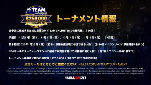 画像ギャラリー No.003のサムネイル画像 / 「NBA 2K20」の公式大会「NBA 2K20 MyTEAM アンリミテッド $250,000トーナメント」が10月13日に開幕。優勝賞金は25万ドル