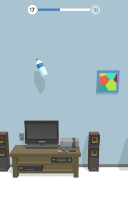 画像ギャラリー No.004のサムネイル画像 / ボトルが部屋で宙を舞う。スマホ向けアクション「Bottle Flip 3D」を紹介する「(ほぼ)日刊スマホゲーム通信」第2071回