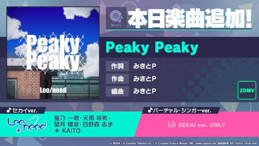 画像ギャラリー No.001のサムネイル画像 / 「プロセカ」みきとPさんの書き下ろし楽曲“Peaky Peaky”が追加