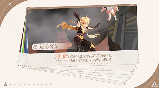 画像ギャラリー No.007のサムネイル画像 / 「原神」の1年を振り返る“テイワット冒険記念動画 一周年旅手帳”が公開。歩んできた道のりや各種プレイデータなどをまとめた映像