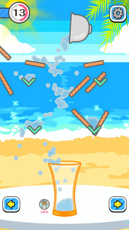 画像ギャラリー No.002のサムネイル画像 / 水を受け皿まで流す。スマホ向け対戦アクション「バラエティボトル」を紹介する「(ほぼ)日刊スマホゲーム通信」第2201回