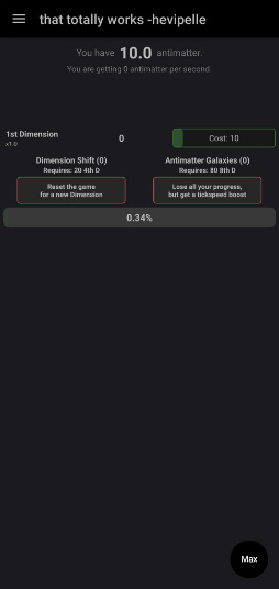 画像ギャラリー No.001のサムネイル画像 / 反物質を無限生成。Android向けクリッカーゲーム「Antimatter Dimensions」を紹介する「(ほぼ)日刊スマホゲーム通信」第2179回