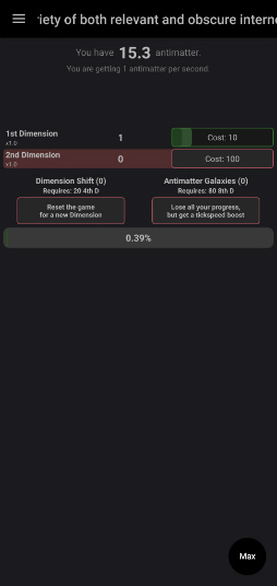 画像ギャラリー No.002のサムネイル画像 / 反物質を無限生成。Android向けクリッカーゲーム「Antimatter Dimensions」を紹介する「(ほぼ)日刊スマホゲーム通信」第2179回