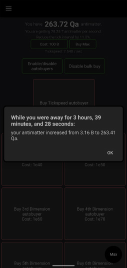 画像ギャラリー No.004のサムネイル画像 / 反物質を無限生成。Android向けクリッカーゲーム「Antimatter Dimensions」を紹介する「(ほぼ)日刊スマホゲーム通信」第2179回