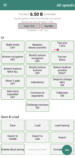 画像ギャラリー No.005のサムネイル画像 / 反物質を無限生成。Android向けクリッカーゲーム「Antimatter Dimensions」を紹介する「(ほぼ)日刊スマホゲーム通信」第2179回