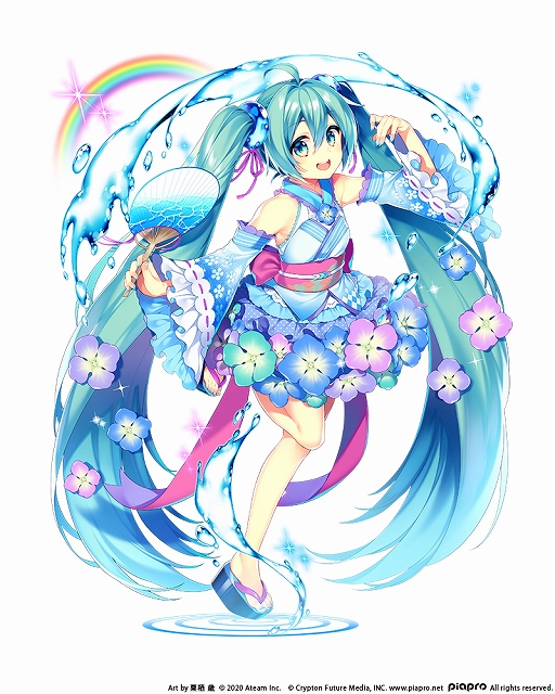 初音ミク Tap Wonder に8月限定の浴衣風カットインイラストと新コスチュームセットが登場