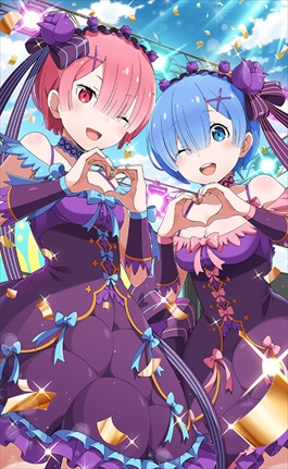 画像ギャラリー No.017のサムネイル画像 / 「リゼロス」,新たなペアキャラ「【アイドル姉妹】ラム&レム★3」が登場するガチャが開催に