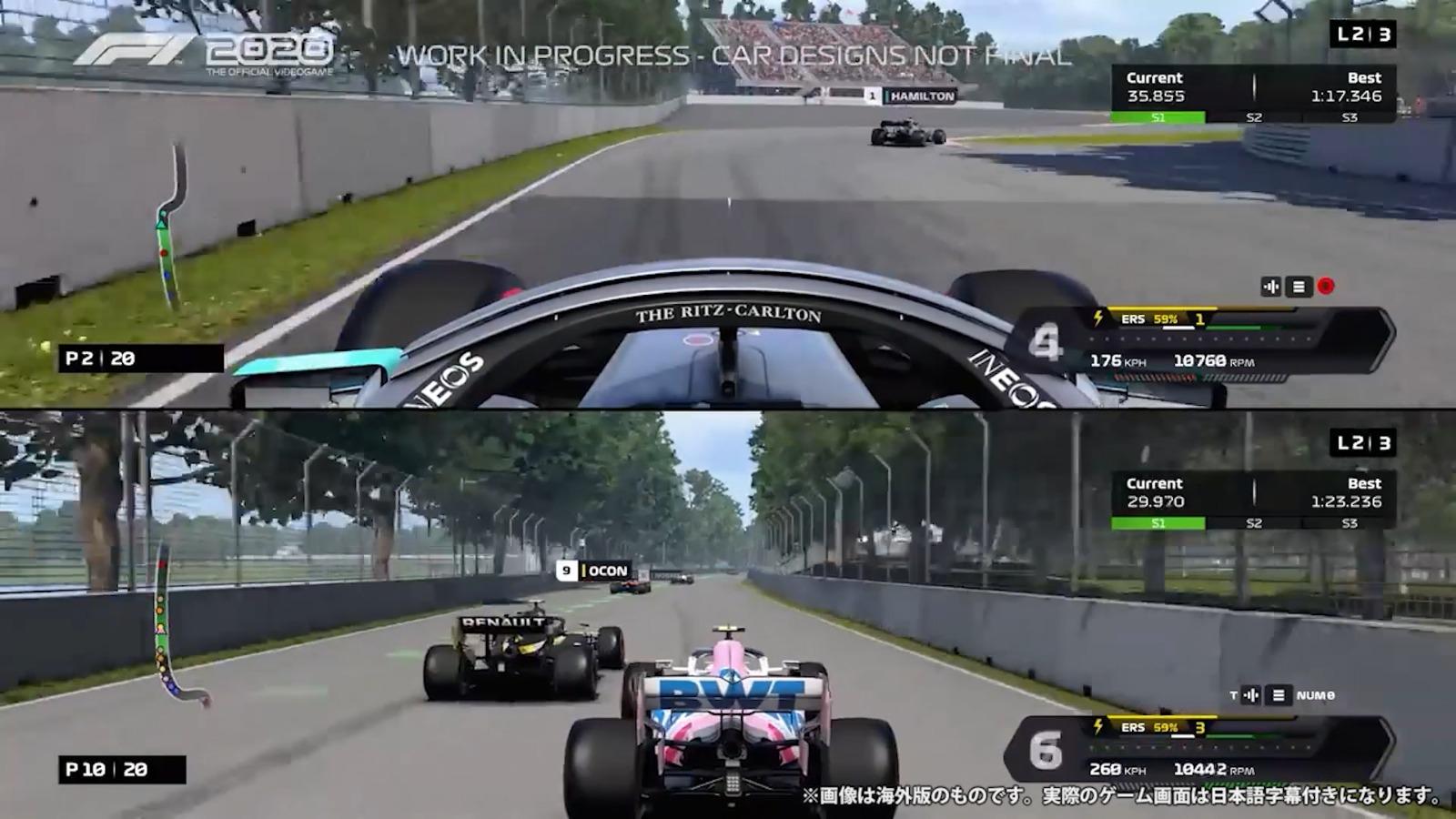 F1 のスプリット スクリーン 画面分割 モードのプレイ動画が公開 自分のレーシングチームを作成できる機能が追加