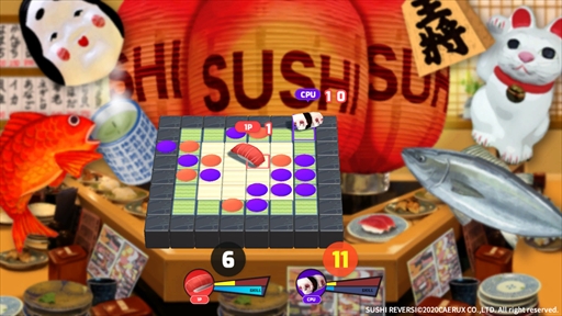 画像集#003のサムネイル/Switch用パズルゲーム「SUSHI REVERSI〜寿司リバーシ〜」が7月発売へ。寿司を題材にしたリアルタイムリバーシ