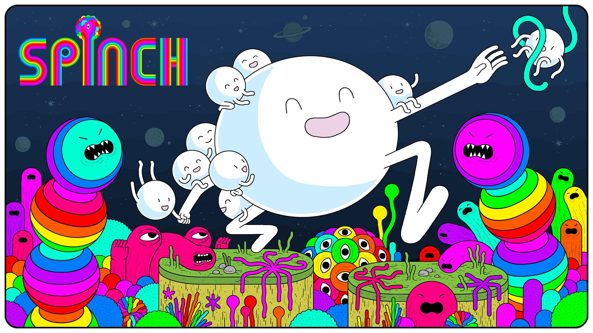 サイケデリックな世界観のアクションゲーム Spinch スピンチ がswitchに登場 10月8日よりニンテンドーeショップで配信