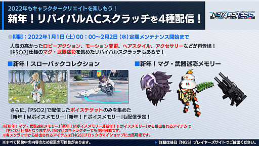 ���������꡼ No.002�Υ���ͥ������ / ��PSO2 �˥塼�����ͥ����ס�2022ǯ1��Υ��åץǡ��Ⱦ�����������饹�ȥ���ʡ��ɤμ�����2022ǯ��Ⱦ��ͽ��