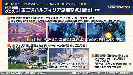 画像ギャラリー No.014のサムネイル画像 / 木村シリーズプロデューサーからのコメントも掲載。「PSO2 ニュージェネシス」2.5周年キャンペーンや12月のアップデート情報を紹介