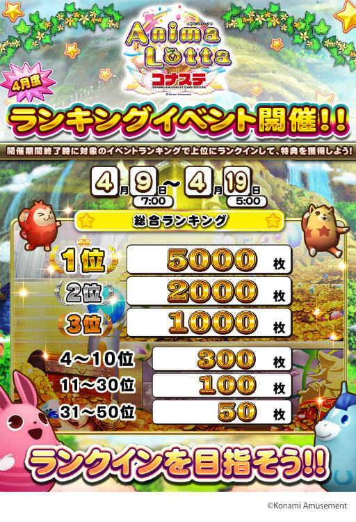 画像ギャラリー No.002のサムネイル画像 / 「アニマロッタ コナステ」4月度ランキングイベントを開催