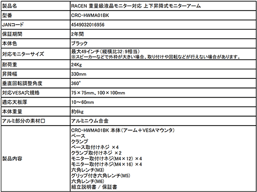 画像ギャラリー No.006のサムネイル画像 / 耐荷重24kgで重量級ディスプレイも装着できる昇降式スタンドがセンチュリーから
