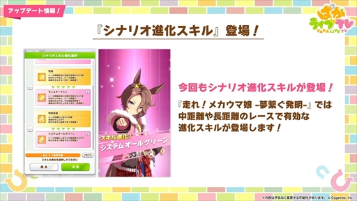 画像ギャラリー No.030のサムネイル画像 / 新育成シナリオ「走れ!メカウマ娘 -夢繋ぐ発明-」は10月29日に登場。「ウマ娘 プリティーダービー」ぱかライブTV Vol.46まとめ