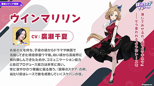 画像ギャラリー No.003のサムネイル画像 / 「ウマ娘 プリティーダービー」，新ウマ娘として「ウインマリリン」登場。「吾妻」が登場する新育成シナリオ追加も明らかに