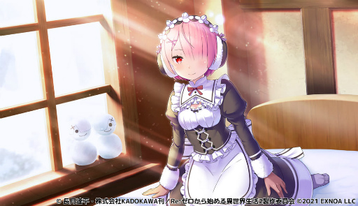 画像ギャラリー No.002のサムネイル画像 / 「リゼロ 禁書と謎の精霊」で限定ユニット“ラム(雪の贈り物)”が獲得可能なイベントが開催